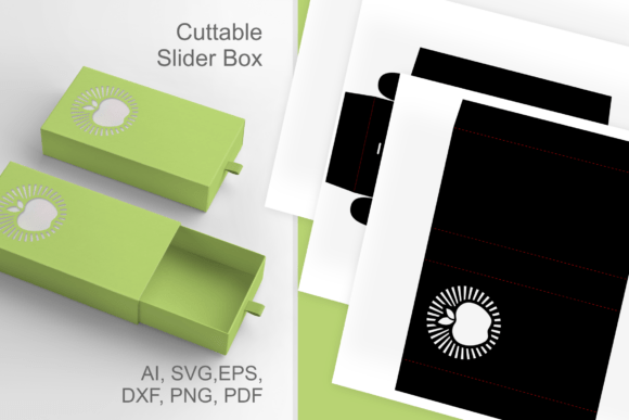 Apple N Sunburst Rays Window Drawer Box 3D SVG