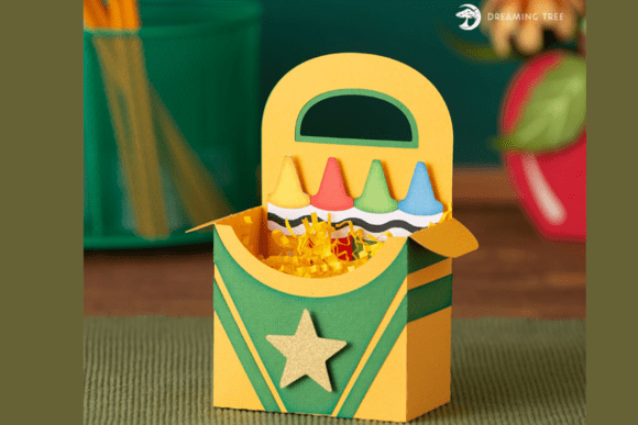 Crayons Treat Box SVG: 3D SVG Objects for Creative Marketing