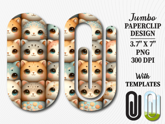 Cute Kawaii Cat Kitten Jumbo Paperclip: Graphics & Crafts
