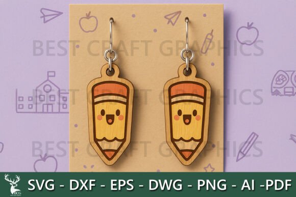 Cute Pencil Earrings SVG Laser Cut