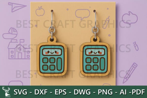 Kawaii Calculator Earrings SVG