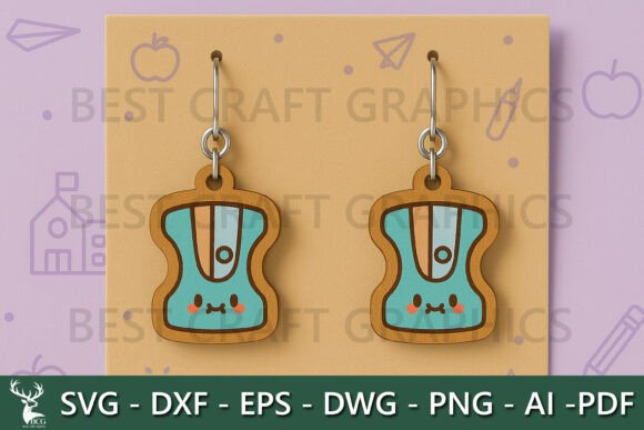 Kawaii Sharpener Earrings SVG for Laser Cutting