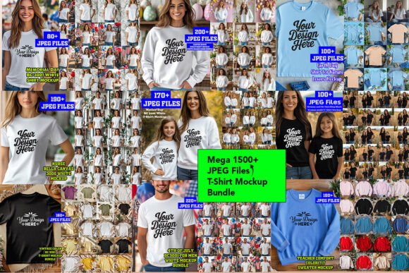 Mega Holidays T-Shirt Mockup Bundle 1500
