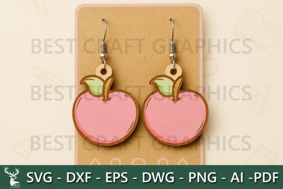 Pink Apple Earrings – Laser Cutting Earrings