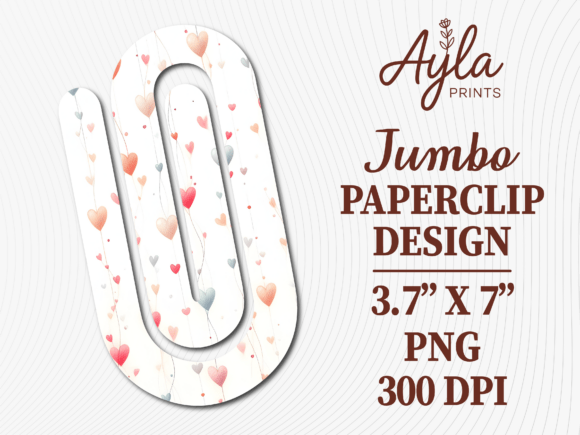 Pink Heart Pattern Jumbo Paperclip Graphics & Crafts