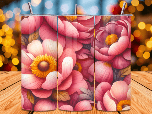 Pink Peonies Floral Tumbler Wrap Design