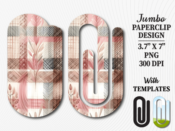 Soft Pink Plaid Gingham Jumbo Paperclip
