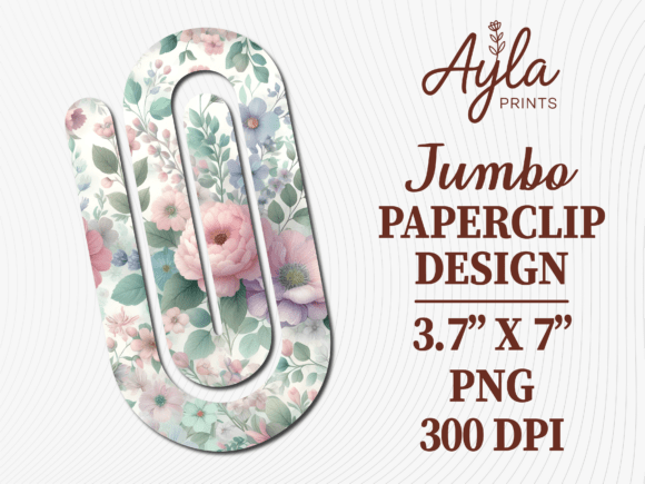 Soft Watercolor Floral Jumbo Paperclip: Graphics for Crafts and Content