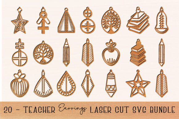 Teacher Earrings SVG Bundle for Graphics and Crafts