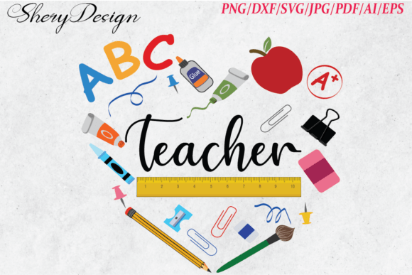 Teacher Heart SVG, Graphics T-Shirt Designs