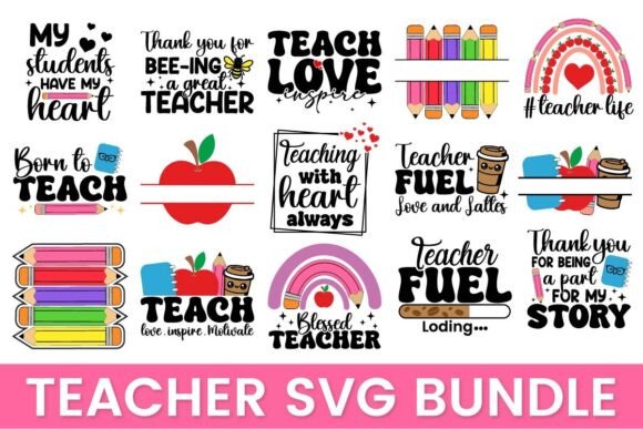 Teacher SVG Bundle Graphics for Crafts