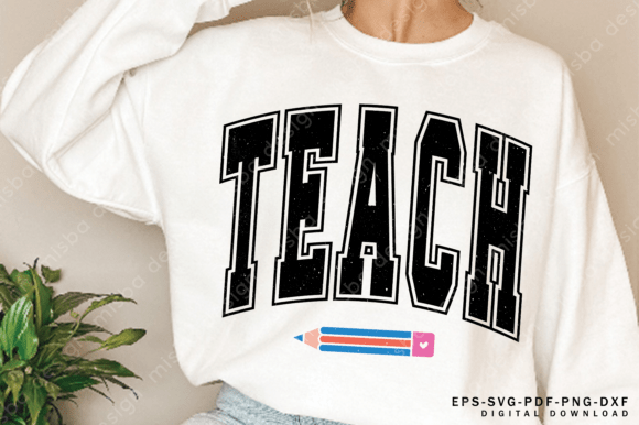 Teacher Varsity Letters SVG PNG: Graphics for T-Shirt Designs
